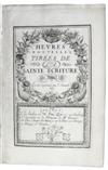 HORAE B.M.V.  Senault, Louis. Heures Nouvelles tirées de la Sainte Ecriture.  1690